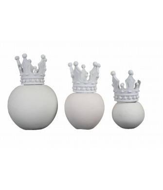 POLYESTER KRAL TAÇLI ÜÇLÜ SERAMİK SET(31X20-26X16-23X13CM)