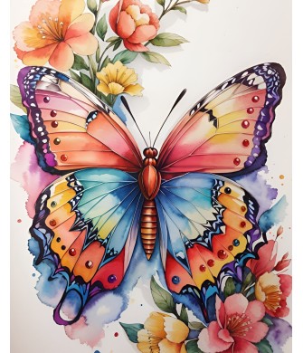 Sayılarla Boyama Seti (Renkli baskı Çerçeveli) 40x50 cm Renkli Kelebek