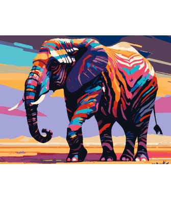 Sayılarla Boyama Seti (Renkli baskı Çerçeveli) 40x50 cm Renkli Fil