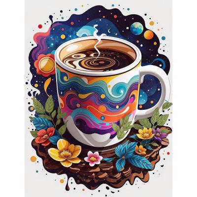 Sayılarla Boyama Seti (Renkli baskı Çerçeveli) 40x50 cm Kahve Keyfi