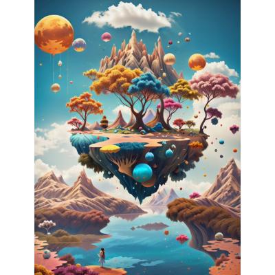 Sayılarla Boyama Seti (Renkli baskı Çerçeveli) 40x50 cm Gökyüzündeki Ağaç
