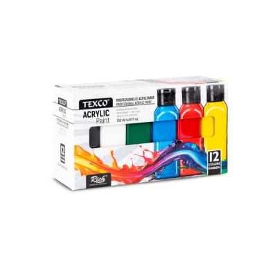 Rich Texco Akrilik Boya Seti 12 Renk 130 ml (Canlı Renkler)